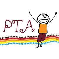 A smiling child standing next to the letters PTA.